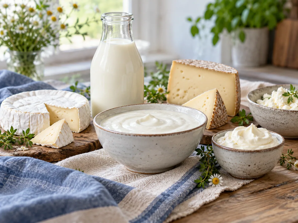 Milk, yoghurt, cream and European cheeses