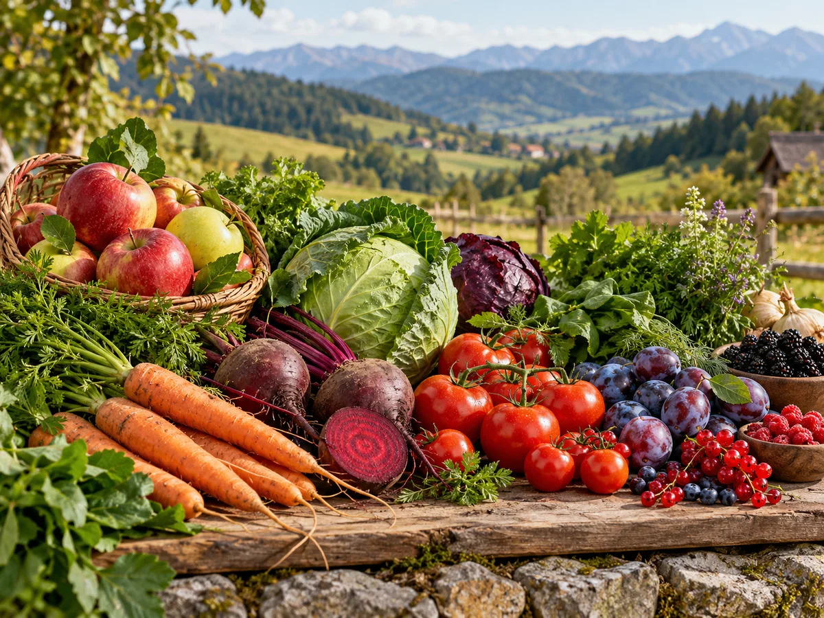 Seasonal European fruit and vegetables